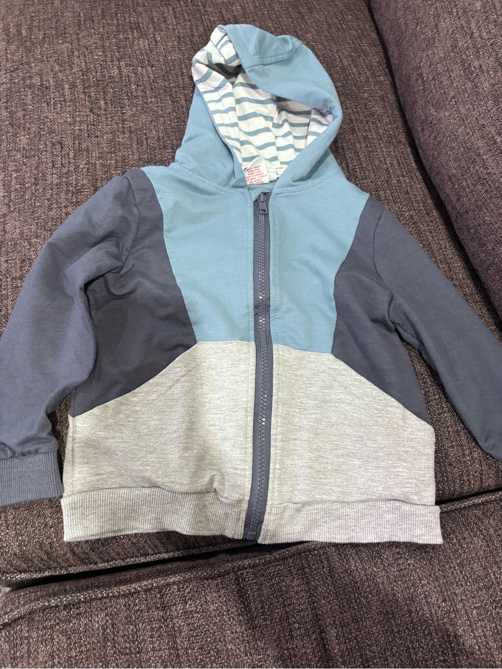 Tommy Bahama Kids Colorblock Zip Hoodie - Light Blue, Gray & Charcoal